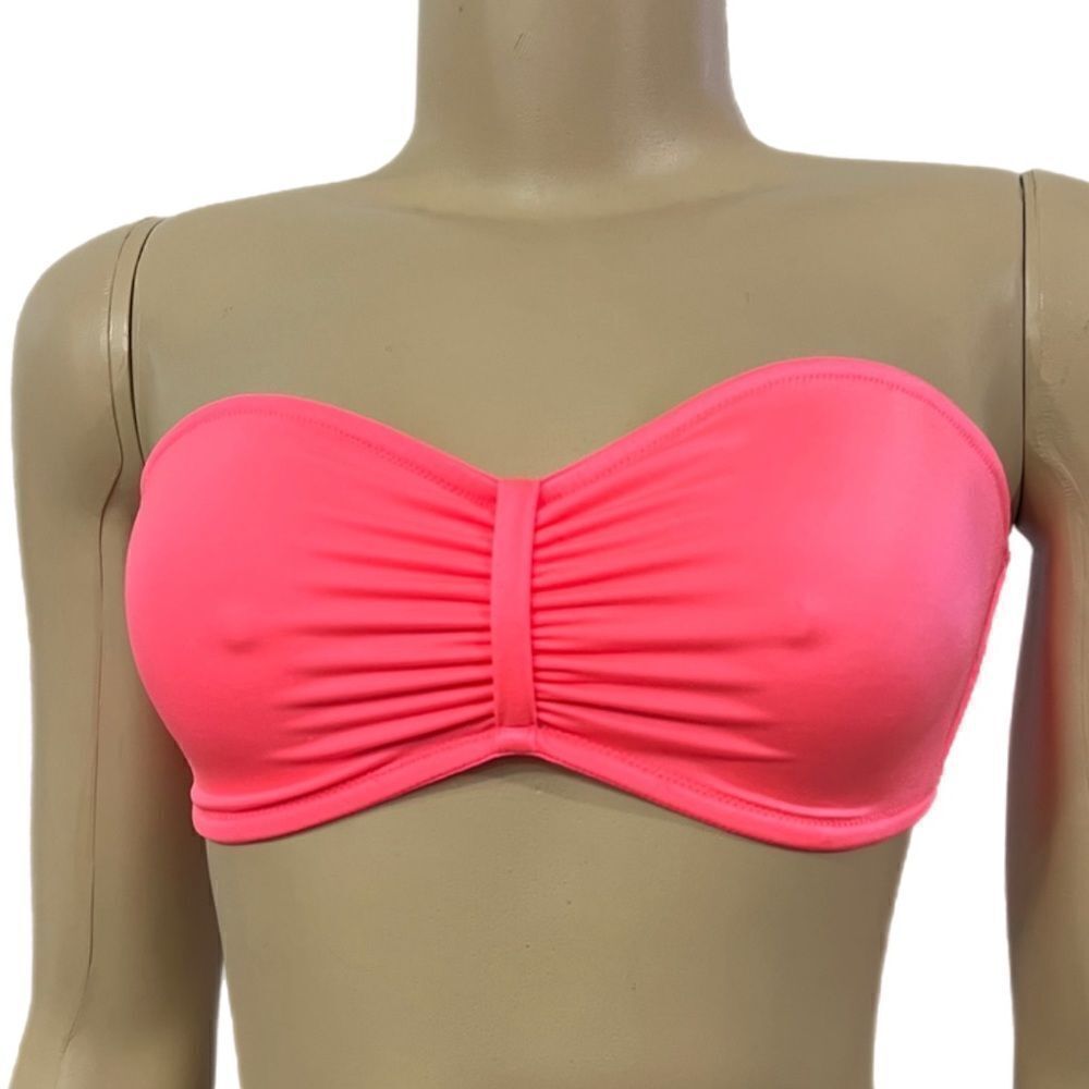 Victorias Secret Very Sexy Strapless Ruched Bandeau Bralette bra Coral Medium